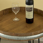 Wooden Wine Barrel Head End Table Accent Coffee Table