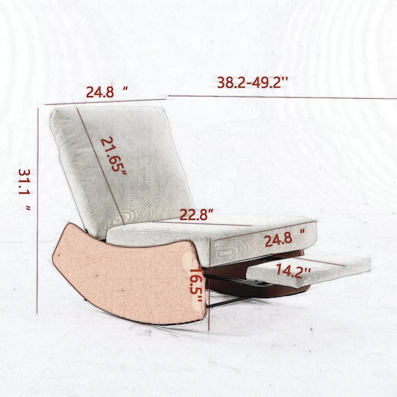 Fauteuil à bascule inclinable moderne, fauteuil à bascule confortable pour chambre de bébé avec repose-pieds, fauteuil de lecture d'appoint, fauteuil de salon rembourré