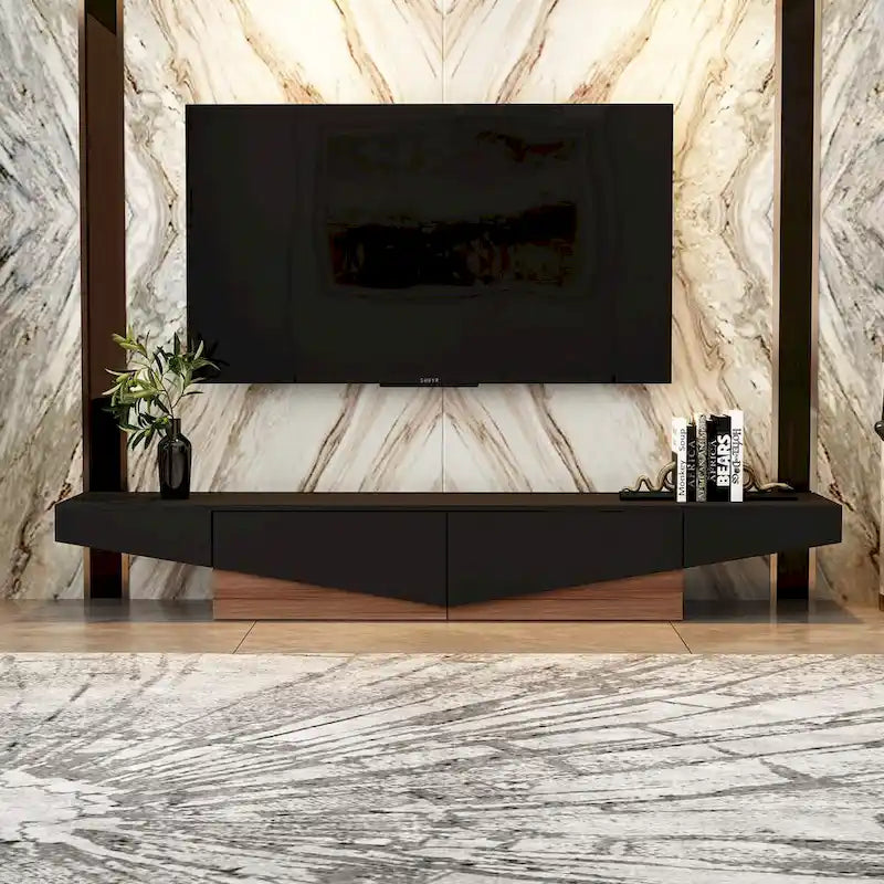 Black&White color scheme TV Cabinet,Entertainment center with 2Drawers - 78.7W