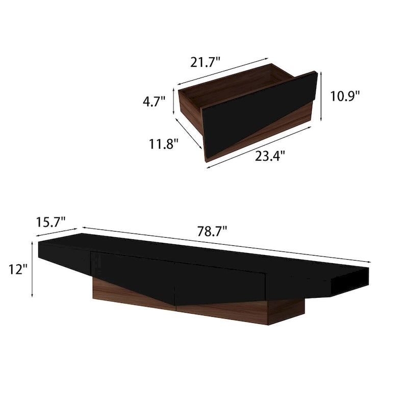 Black&White color scheme TV Cabinet,Entertainment center with 2Drawers - 78.7W