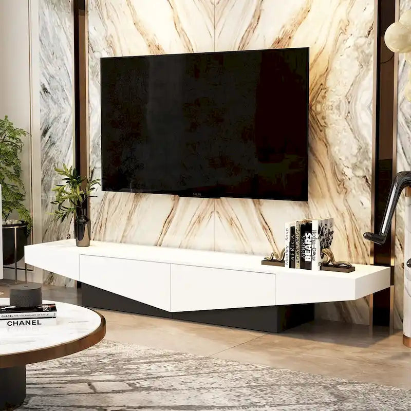 Black&White color scheme TV Cabinet,Entertainment center with 2Drawers - 78.7W