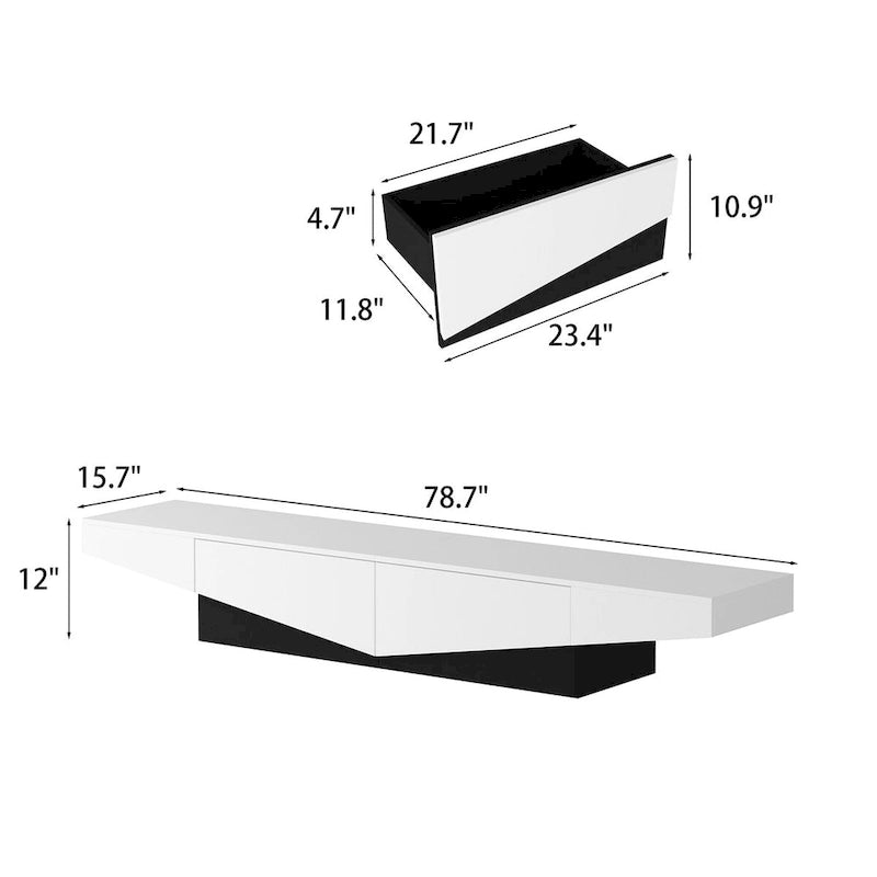Black&White color scheme TV Cabinet,Entertainment center with 2Drawers - 78.7W