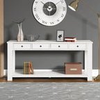 63 Pine Wood Console Table with 4 Drawers and 1 Bottom Shelf