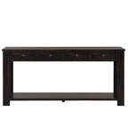 63 Pine Wood Console Table with 4 Drawers and 1 Bottom Shelf