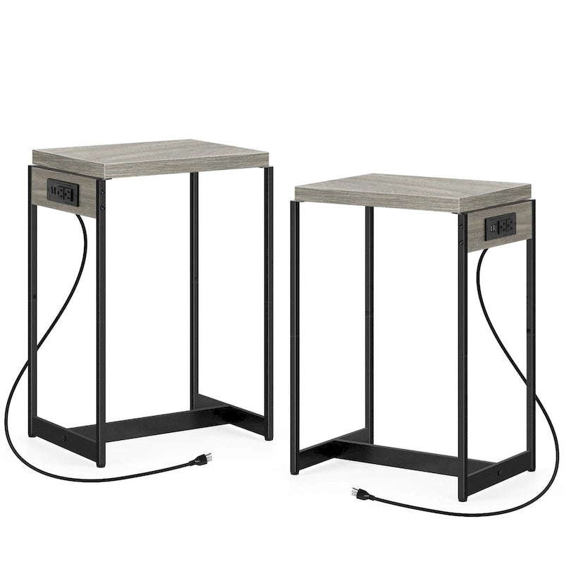 Nightstands Set of 2 with Charging Station