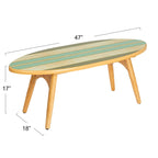 Striped Surfboard Oval Coffee Table, Multicolor