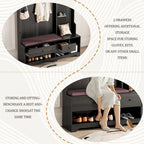 Hall Tree with Shoe Bench, Coat Rack, Shelves and Pegboard