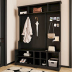 Hall Tree with Shoe Bench, Coat Rack, Shelves and Pegboard