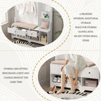 Hall Tree with Shoe Bench, Coat Rack, Shelves and Pegboard