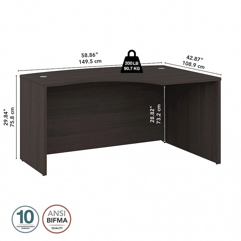 60W Right Handed L-Bow Desk Shell