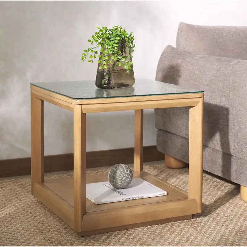  Couture Benecarlo Glass Top Accent Table - 22Wx22Dx21H